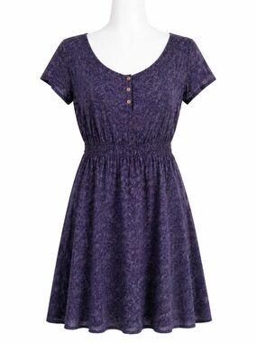 Size L Eddie Bauer Women’s Purple Print Cotton Dress Casual Summer